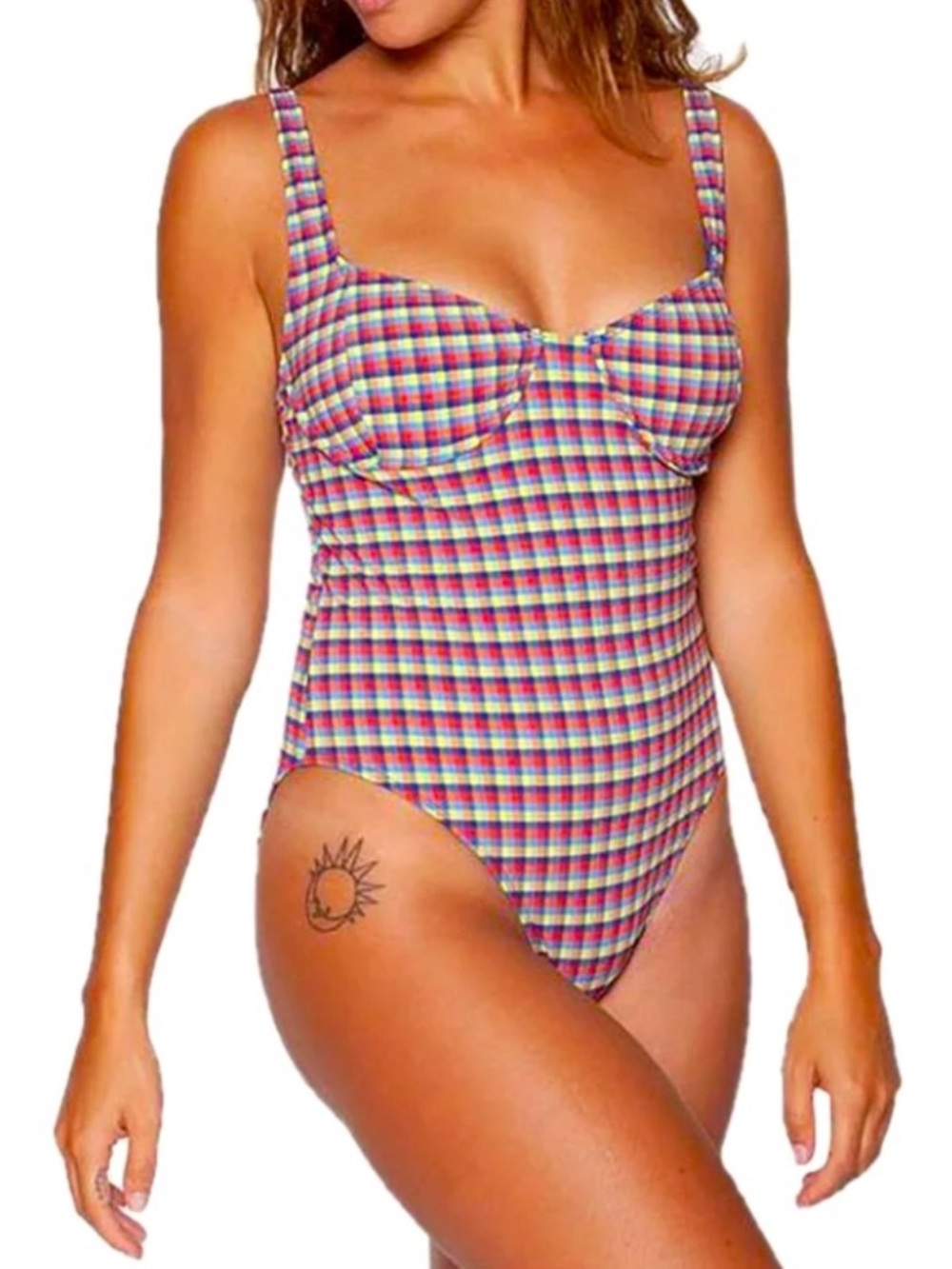 EUC Seea Swimwear Ginger One Piece Swimsuit Torquay Plaid Tartan Women's Large